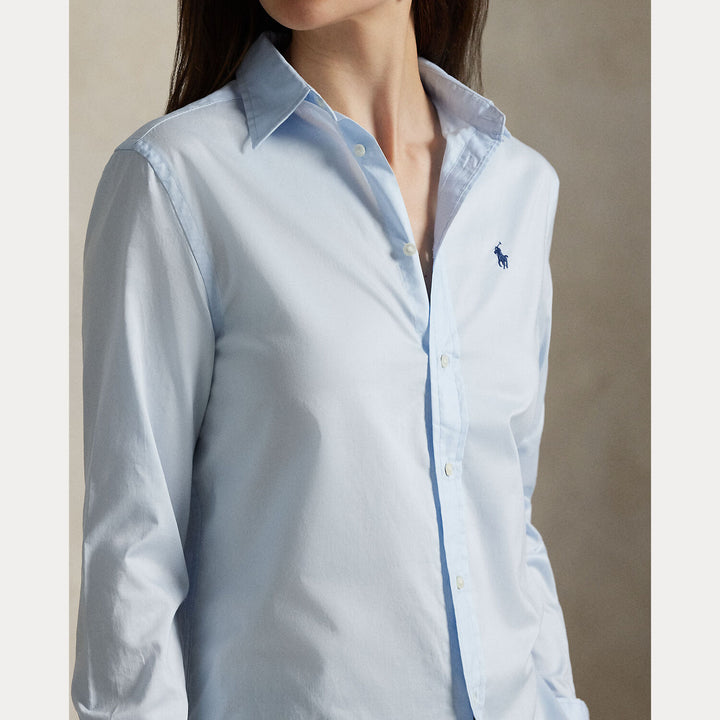 POLO Ralph Lauren Woven Sport Shirt – Blauw-100% katoen-DAMES TOPS & BLOUSES-Blauw