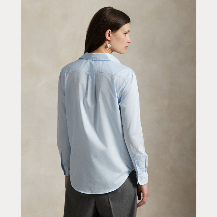 POLO Ralph Lauren Woven Sport Shirt – Blauw-100% katoen-DAMES TOPS & BLOUSES-Blauw