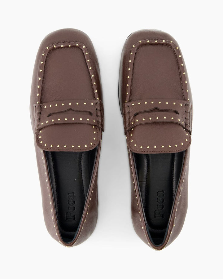 Posa Bardot Loafer Studs – Rood-DAMES SCHOENEN-Rood
