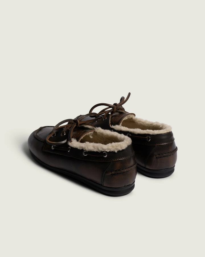 Posa Boat Loafer Brushed Fur – Bruin-DAMES SCHOENEN-Bruin