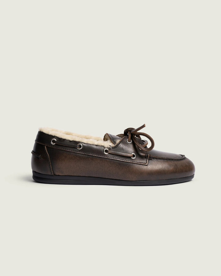 Posa Boat Loafer Brushed Fur – Bruin-DAMES SCHOENEN-Bruin