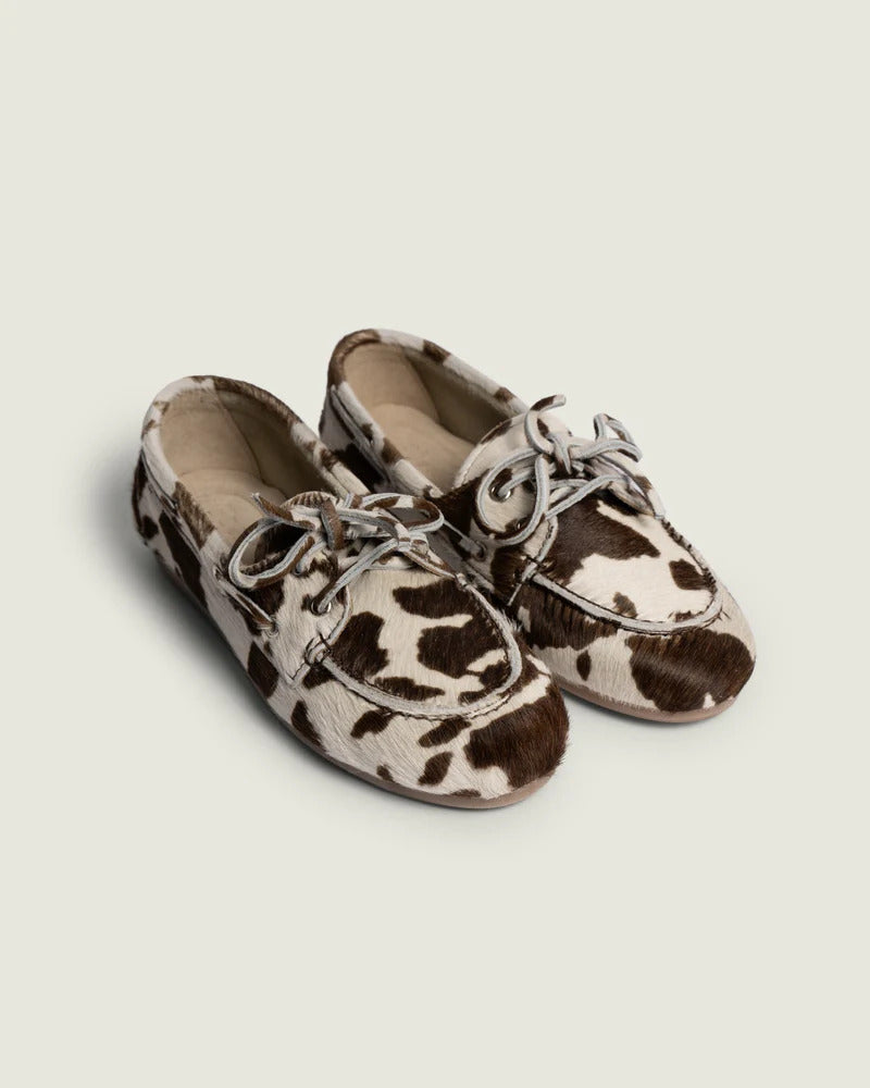 Posa Boat Loafer – Cow Print-DAMES SCHOENEN-Beige