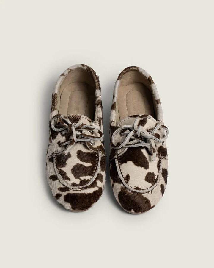 Posa Boat Loafer – Cow Print-DAMES SCHOENEN-Beige