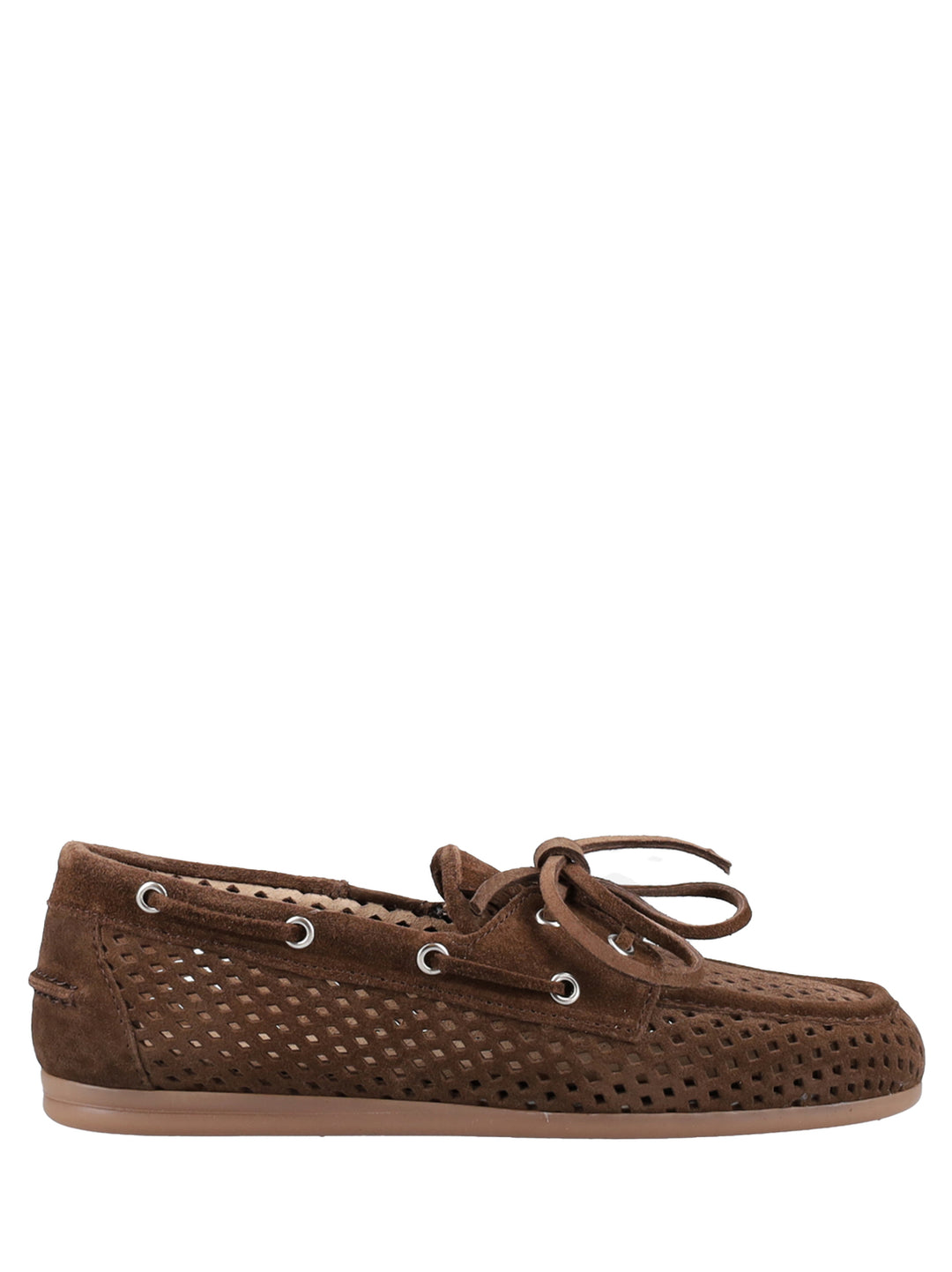 Posa Boat Loafer Perforated Dark Brown-DAMES SCHOENEN-Bruin