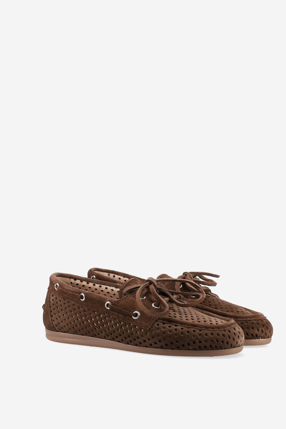 Posa Boat Loafer Perforated Dark Brown-DAMES SCHOENEN-Bruin