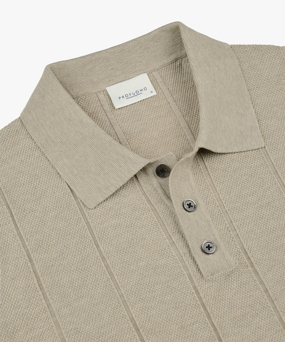 Profuomo Aero Ease gestreepte polo – Beige-100% katoen-HEREN POLO'S & T-SHIRTS-Beige