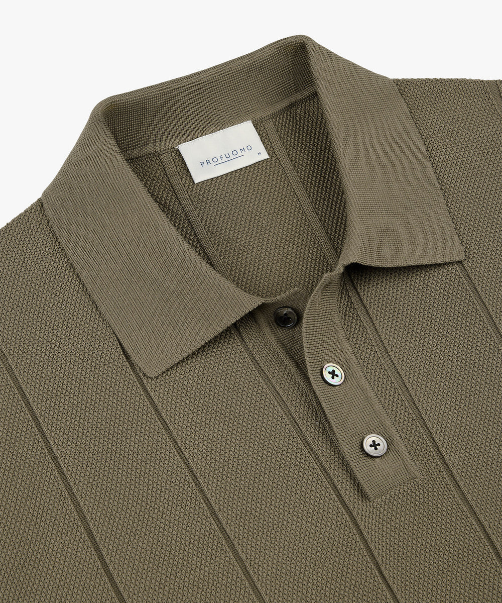 Profuomo Aero Ease gestreepte polo – Bruin-100% katoen-HEREN POLO'S & T-SHIRTS-Bruin