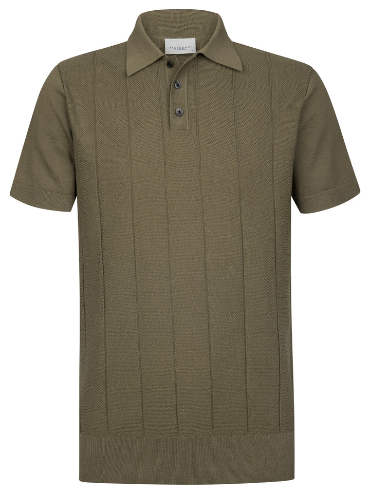 Profuomo Aero Ease gestreepte polo – Bruin-100% katoen-HEREN POLO'S & T-SHIRTS-Bruin