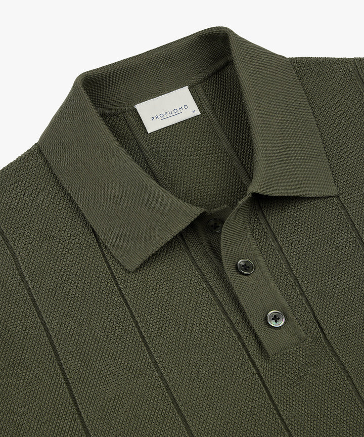 Profuomo Aero Ease gestreepte polo – Groen-100% katoen-HEREN POLO'S & T-SHIRTS-Groen