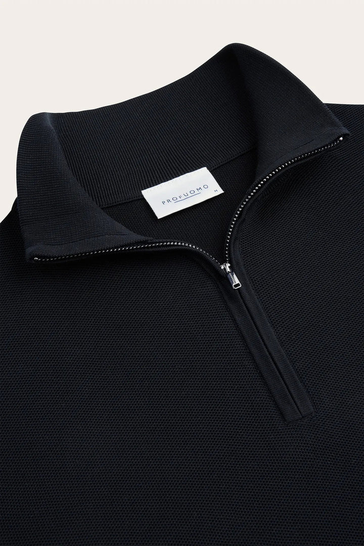 Profuomo Aero Ease Half Zip – Blauw-100% katoen-HEREN TRUIEN & VESTEN-Blauw