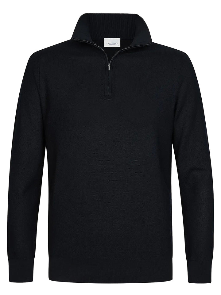 Profuomo Aero Ease Half Zip – Blauw-100% katoen-HEREN TRUIEN & VESTEN-Blauw