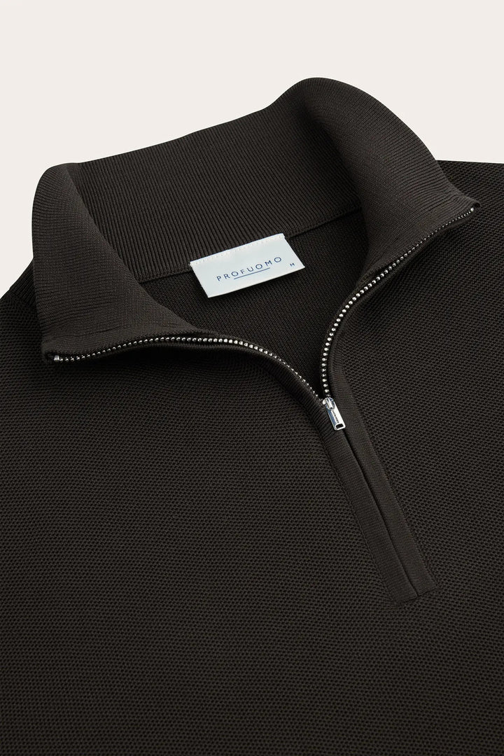 Profuomo Aero Ease Half Zip – Bruin-100% katoen-HEREN TRUIEN & VESTEN-Bruin