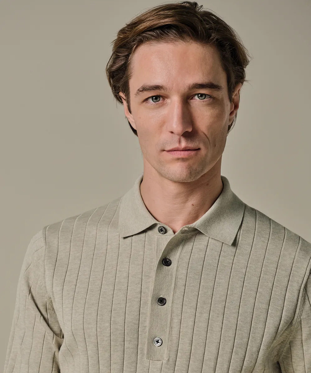 Profuomo Aero Ease Polo Lange Mouw – Beige-100% katoen-HEREN POLO'S & T-SHIRTS-Beige