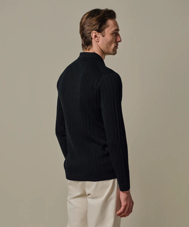 Profuomo Aero Ease Polo Lange Mouw – Navy-100% katoen-HEREN POLO'S & T-SHIRTS-Blauw