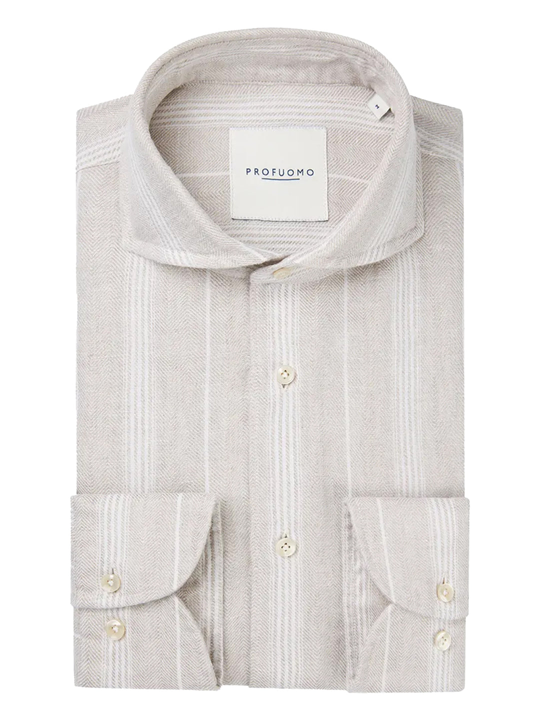 Profuomo beige linnen overhemd-100% Linnen-HEREN SHIRTS-Beige