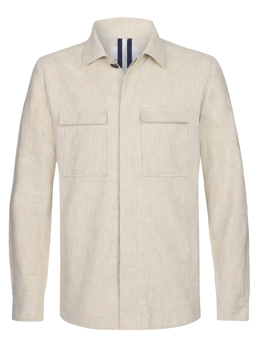Profuomo beige linnen overshirt-55% linnen, 45% katoen-HEREN SHIRTS-Beige