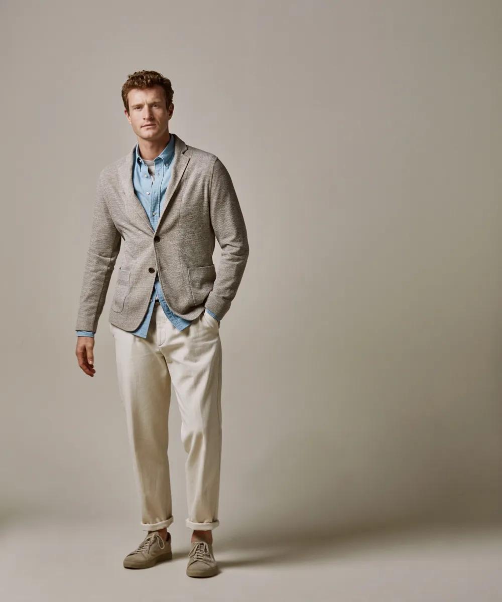 Profuomo beige melange colbert-66% polyester, 34% katoen-HEREN PAKKEN & COLBERTS-Beige