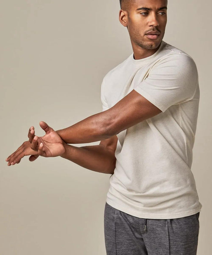 Profuomo beige melange T-shirt-100% katoen-HEREN POLO'S & T-SHIRTS-Beige