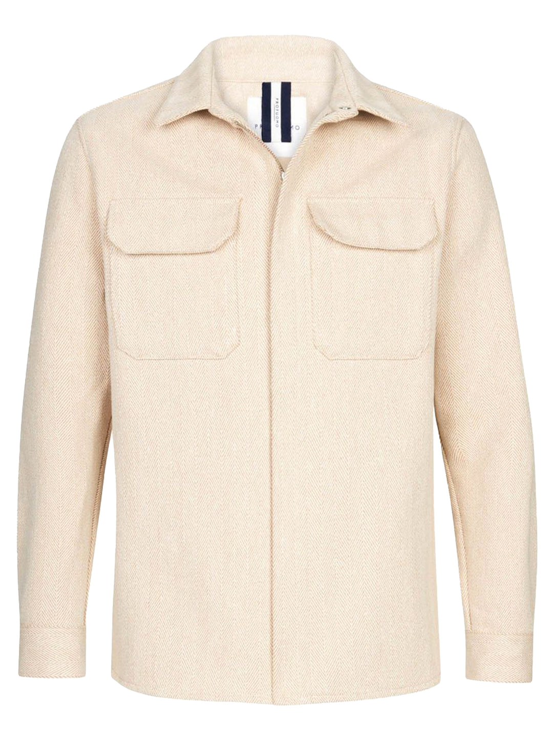 Profuomo Beige Overshirt-83% Katoen<br />17% Polyamide-HEREN SHIRTS-Beige