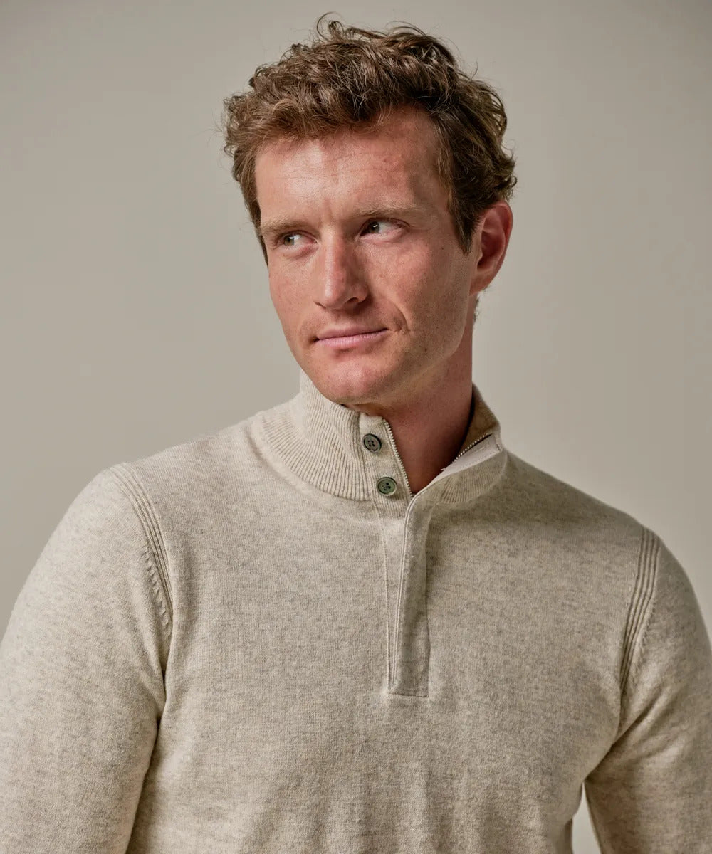 Profuomo beige wol mix half zip-50% Wol / 30% Nylon / 20% Modal-HEREN TRUIEN & VESTEN-Beige