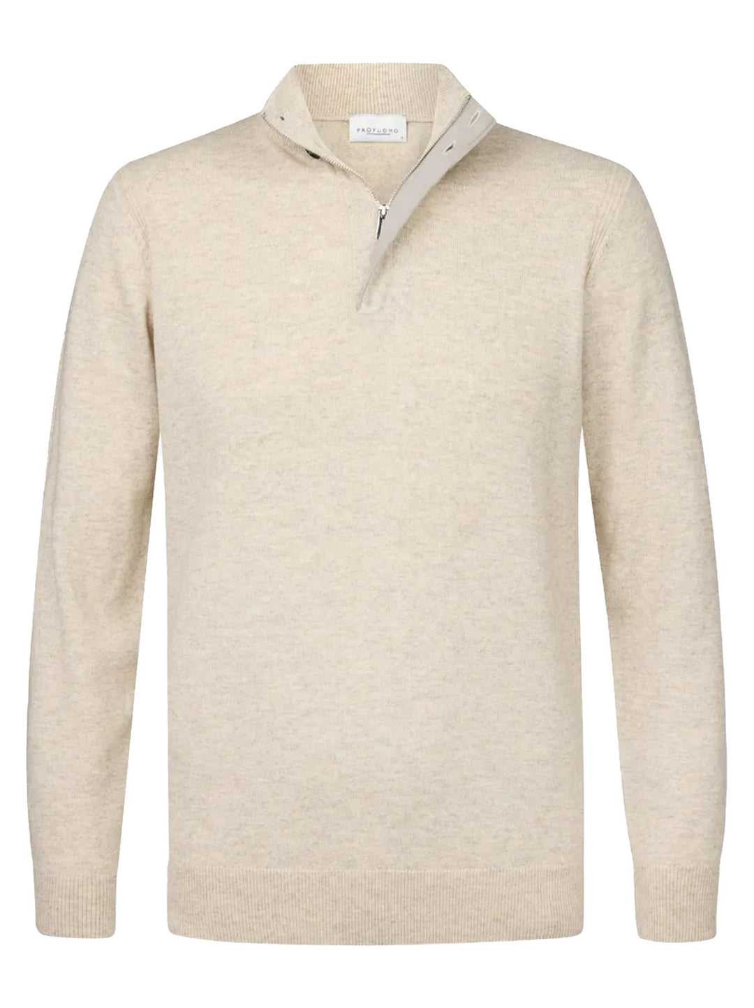 Profuomo beige wol mix half zip-50% Wol / 30% Nylon / 20% Modal-HEREN TRUIEN & VESTEN-Beige