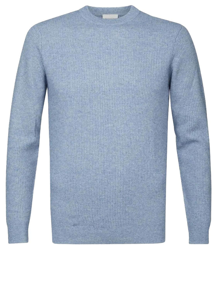 profuomo blauwe crewneck-50% wol, 30% polyamide, 20% modaal-HEREN TRUIEN & VESTEN-Blauw