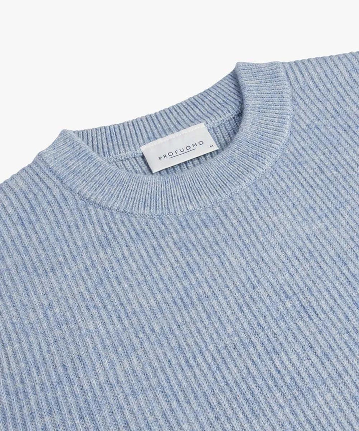 profuomo blauwe crewneck-50% wol, 30% polyamide, 20% modaal-HEREN TRUIEN & VESTEN-Blauw