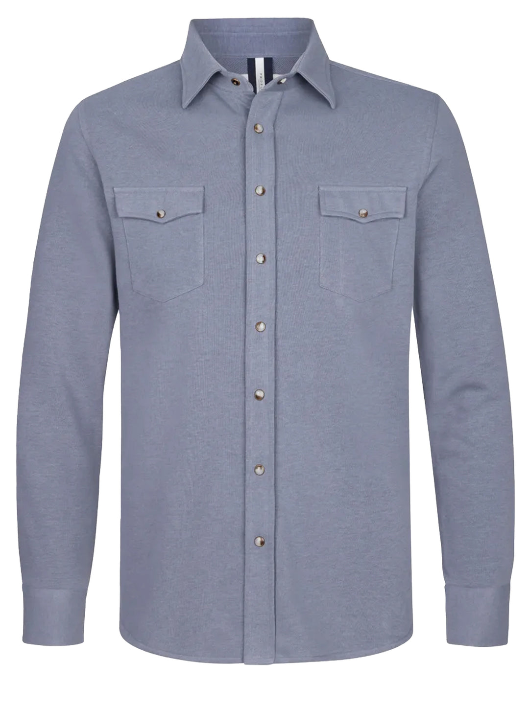Profuomo Blue French Terry Overshirt – Blauw-85% katoen, 15% polyester-HEREN SHIRTS-Blauw