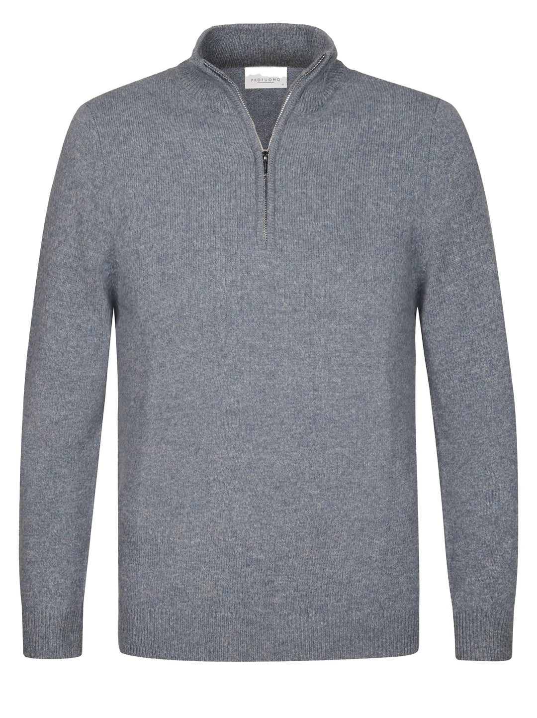 Profuomo Blue Wool Half‑Zip Trui – Blauw-80% wol, 20%polyamide-HEREN TRUIEN & VESTEN-Blauw