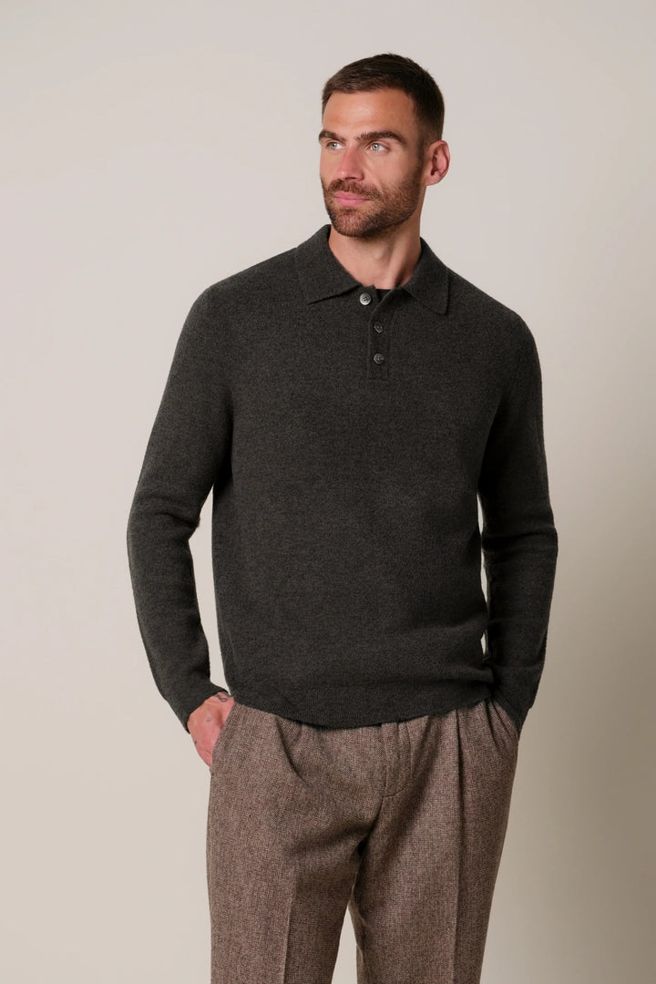 Profuomo Boiled Wollen Polo – Bruin-47% wol, 31% acrylic, 22% polyamide-HEREN TRUIEN & VESTEN-Bruin