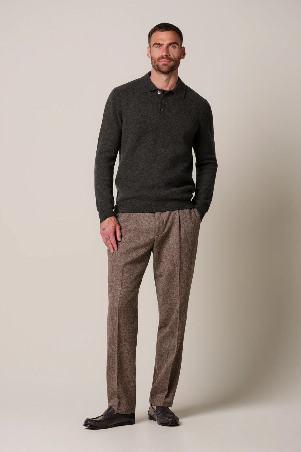 Profuomo Boiled Wollen Polo – Bruin-47% wol, 31% acrylic, 22% polyamide-HEREN TRUIEN & VESTEN-Bruin