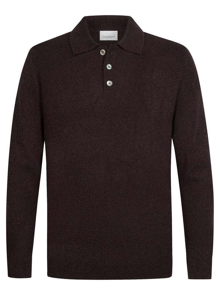 Profuomo Boiled Wool Polo – Aubergine-47% wol, 31% acrylic, 22% polyamide-HEREN TRUIEN & VESTEN-Paars