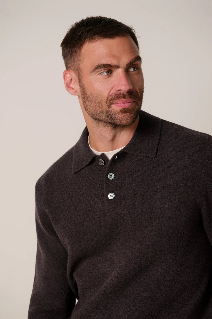 Profuomo Boiled Wool Polo – Aubergine-47% wol, 31% acrylic, 22% polyamide-HEREN TRUIEN & VESTEN-Paars