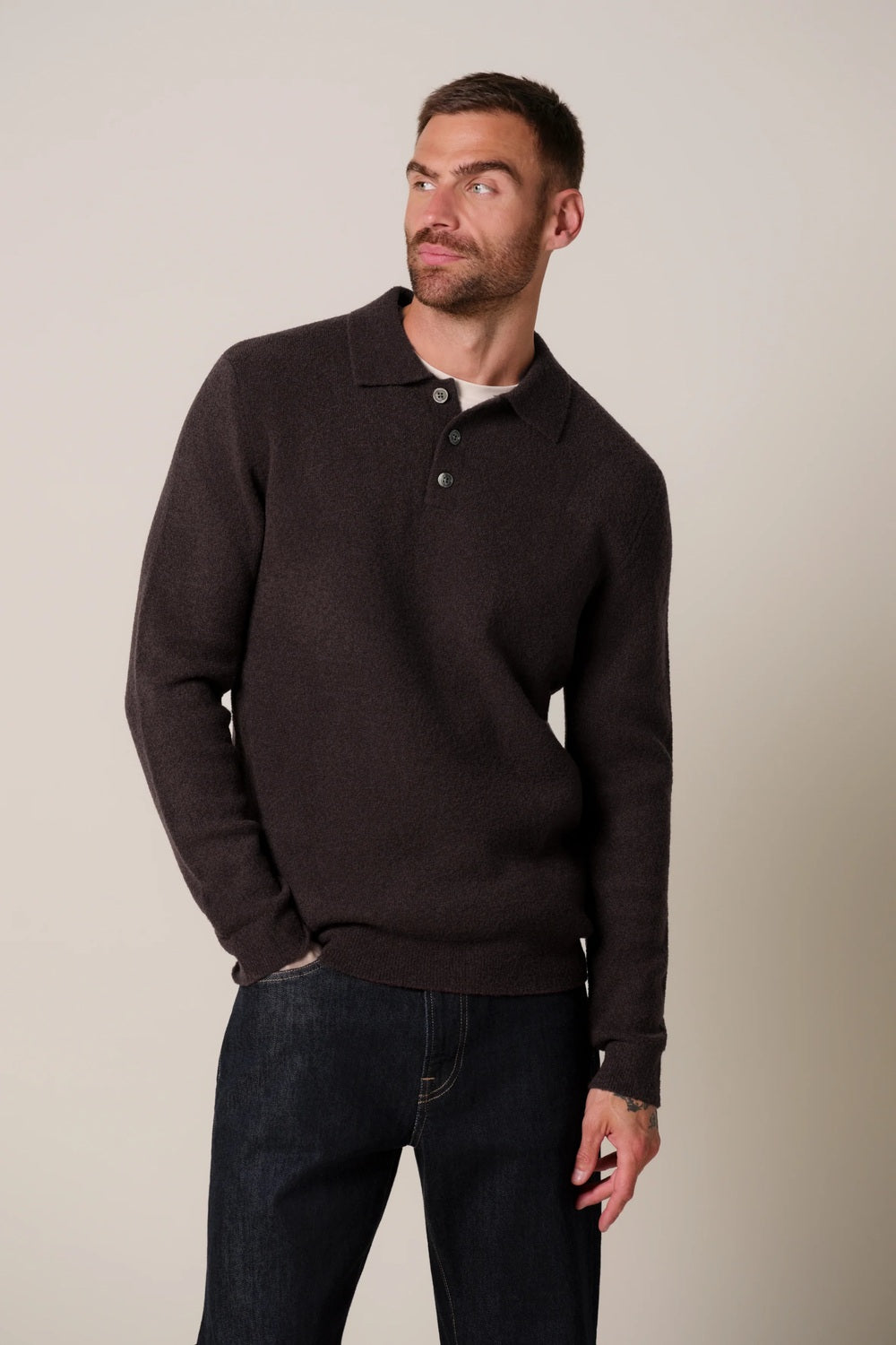 Profuomo Boiled Wool Polo – Aubergine-47% wol, 31% acrylic, 22% polyamide-HEREN TRUIEN & VESTEN-Paars