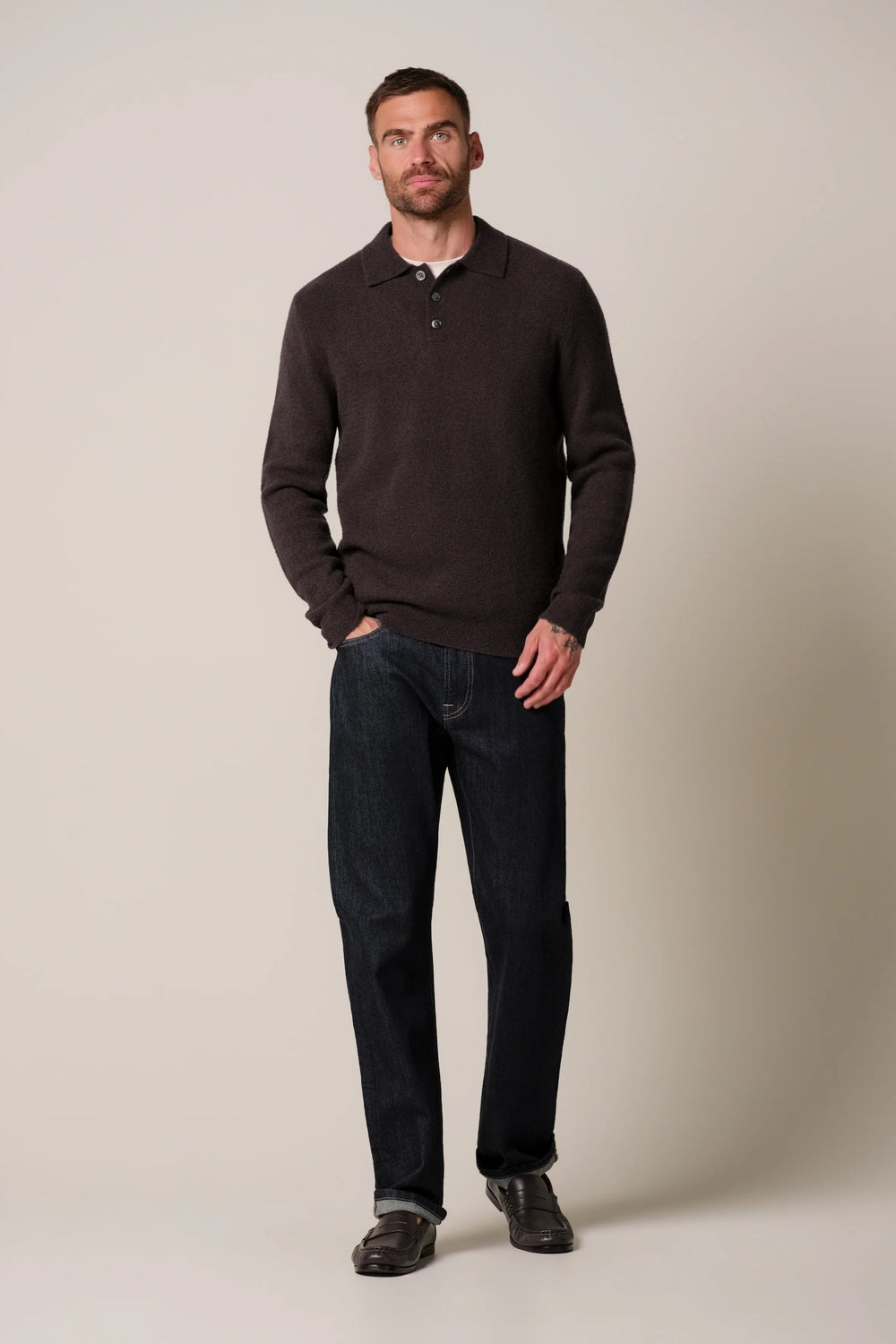 Profuomo Boiled Wool Polo – Aubergine-47% wol, 31% acrylic, 22% polyamide-HEREN TRUIEN & VESTEN-Paars