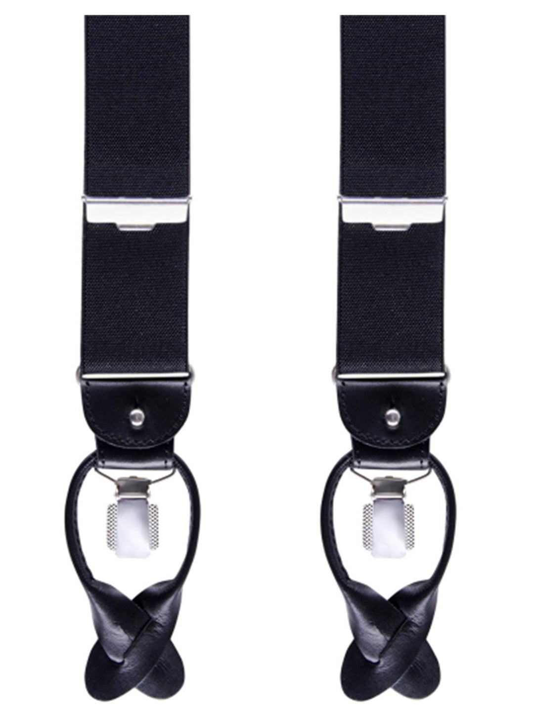 Profuomo bretels zwart-72% polyester, 16% elastodiene, 10% leer, 2% polyamide.-HEREN ACCESSOIRES-Zwart