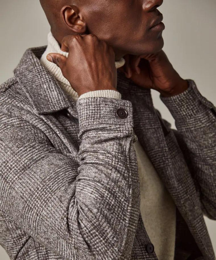 Profuomo bruin overshirt wol-45% carbonate, 32% polyester, 23% wol-HEREN SHIRTS-Bruin