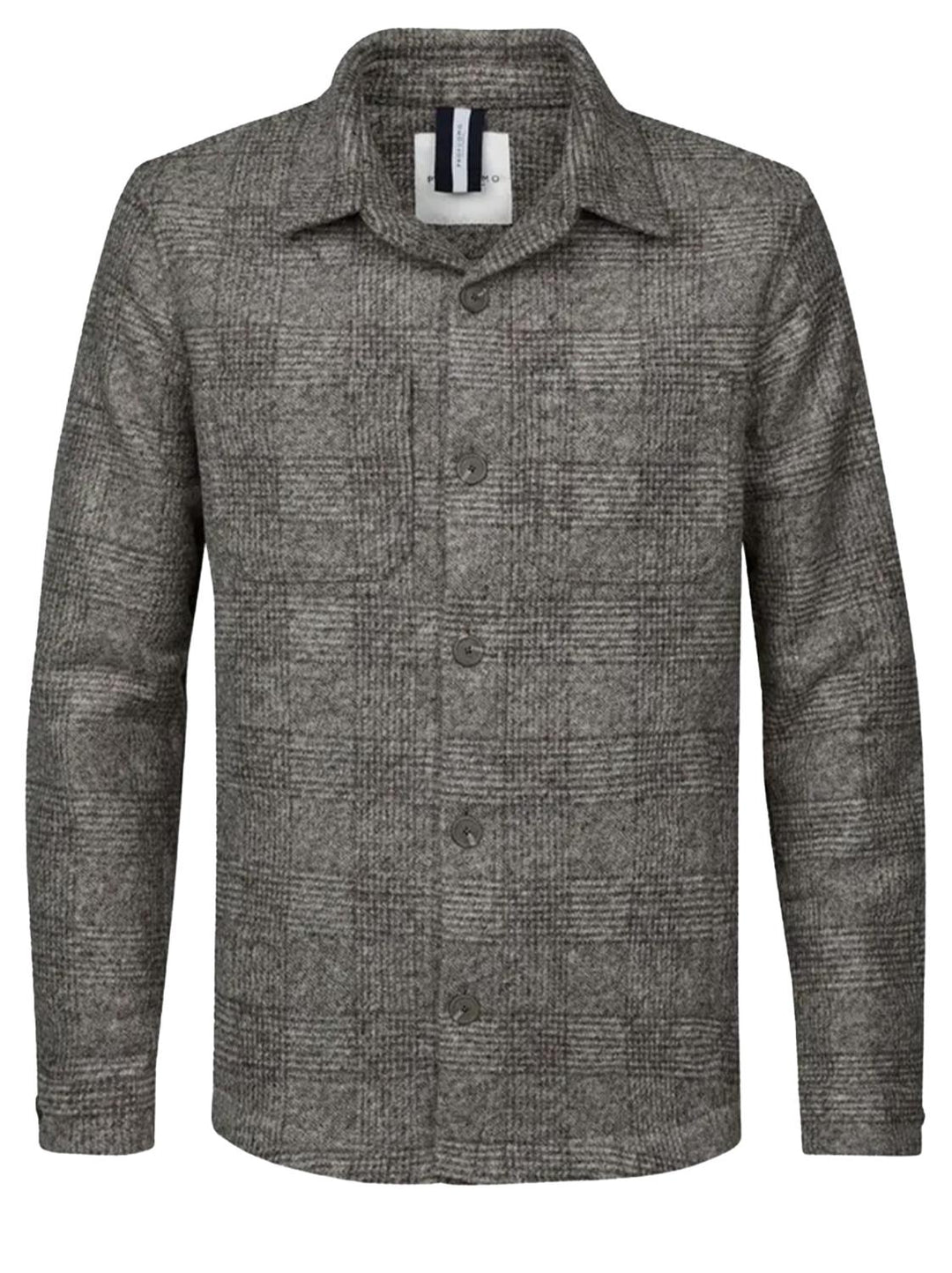 Profuomo bruin overshirt wol-45% carbonate, 32% polyester, 23% wol-HEREN SHIRTS-Bruin
