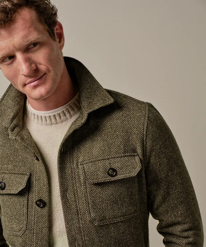 Profuomo bruin structuur overshirt-100% wol-HEREN SHIRTS-Bruin