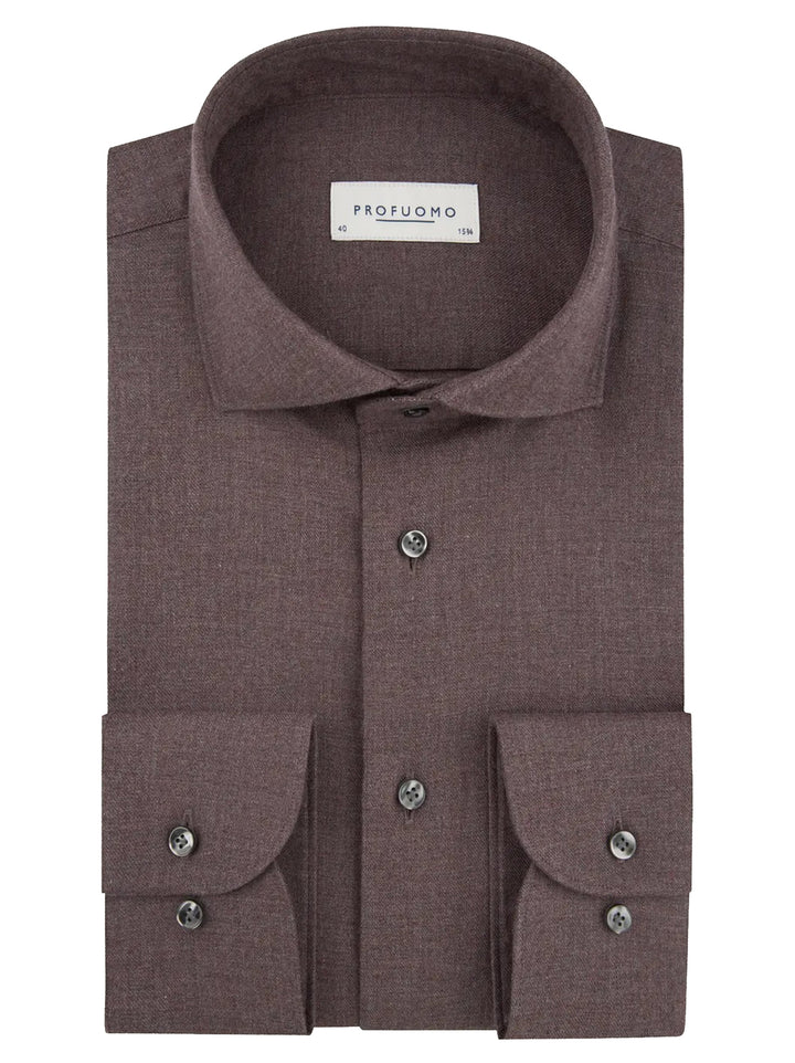 Profuomo Brushed Twill Shirt Slim Fit – Paars-100% katoen-HEREN SHIRTS-Paars