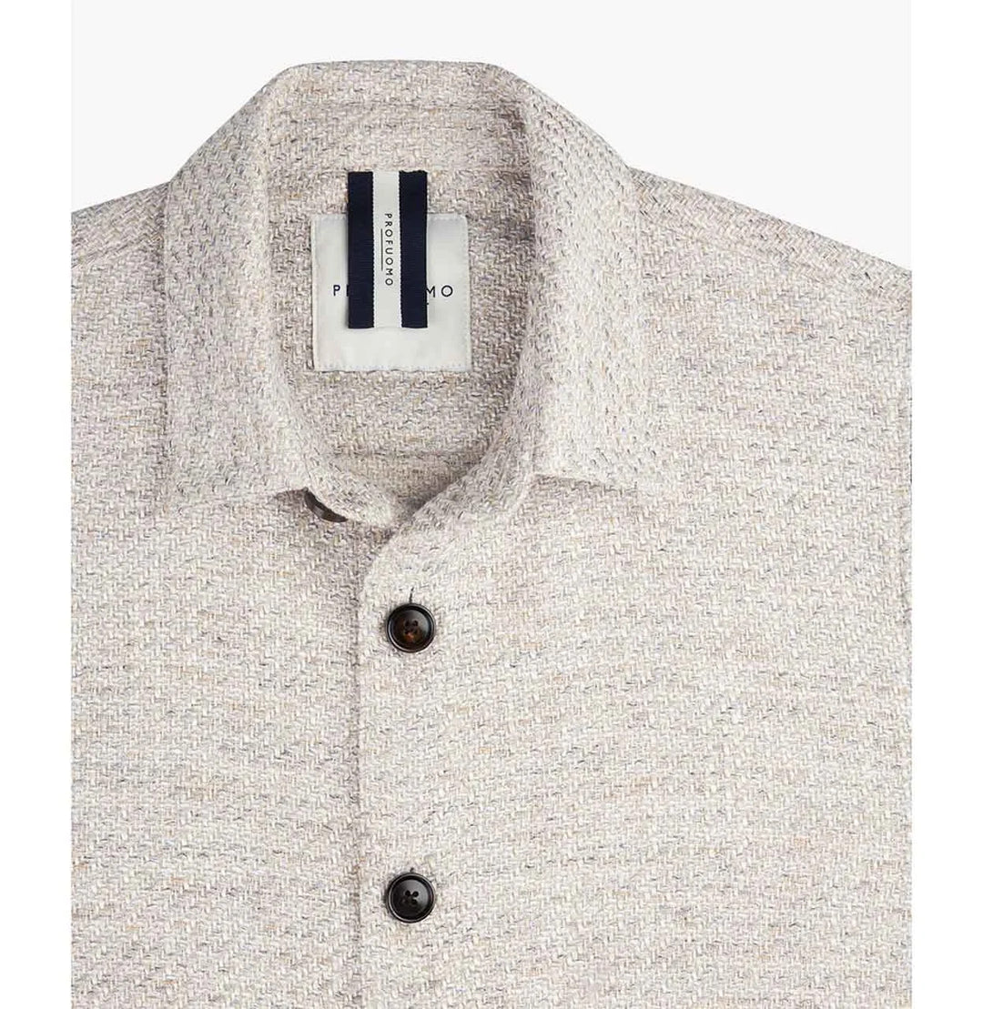 Profuomo casual overshirt – Grijs-41% katoen, 12% linnen, 28% viscose, 19% polyest -HEREN SHIRTS-Grijs