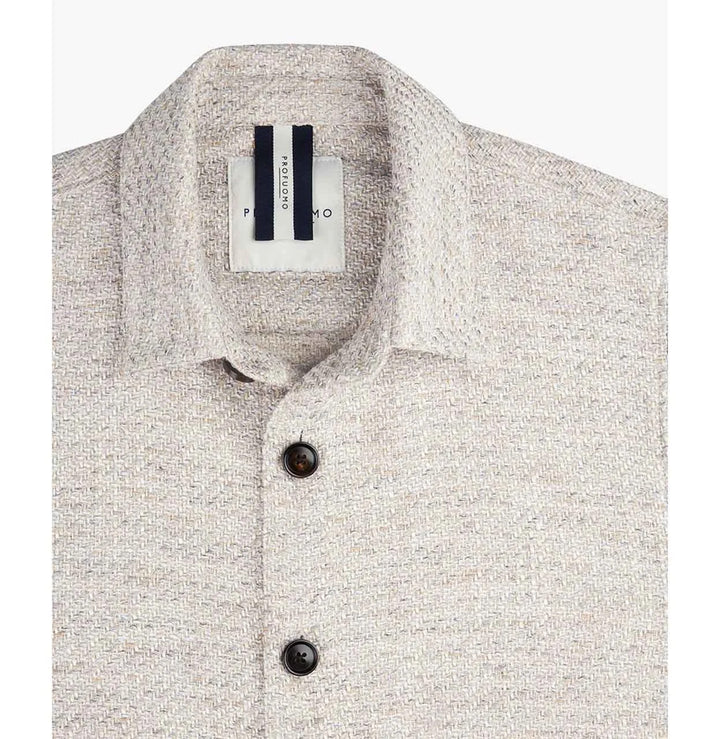 Profuomo casual overshirt – Grijs-41% katoen, 12% linnen, 28% viscose, 19% polyest -HEREN SHIRTS-Grijs