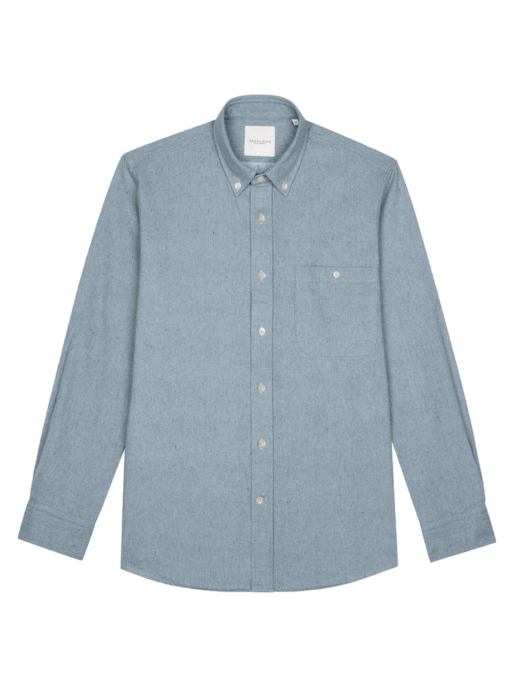 Profuomo Chambray Overhemd Button Down Relax – Bla-100% katoen-HEREN SHIRTS-Blauw