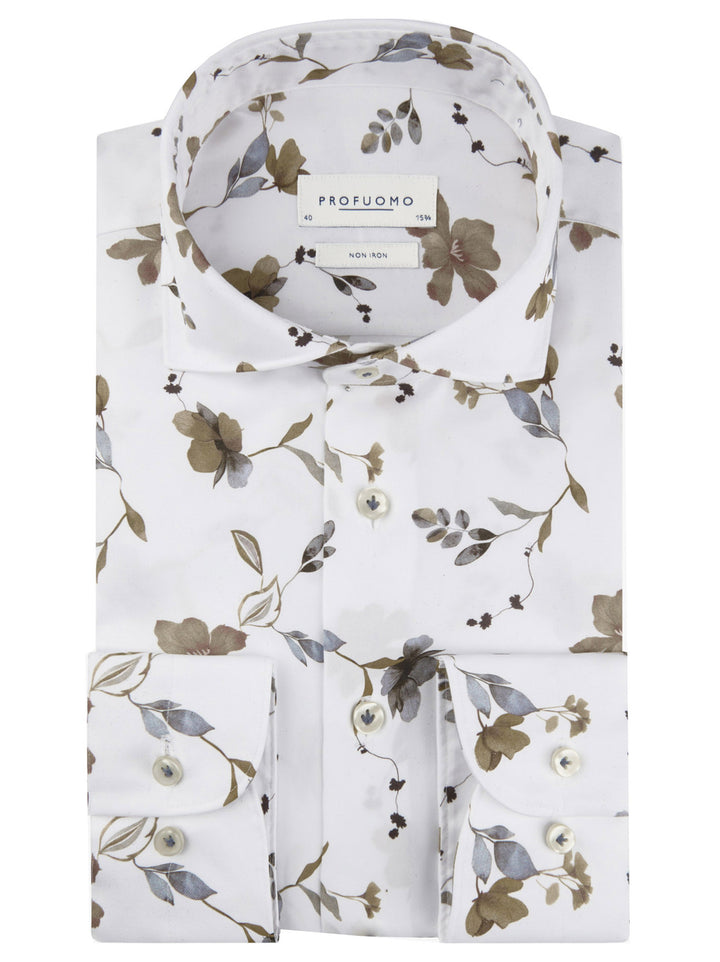 Profuomo Cutaway Shirt Slim Fit – Blauw-100% katoen-HEREN SHIRTS-Blauw