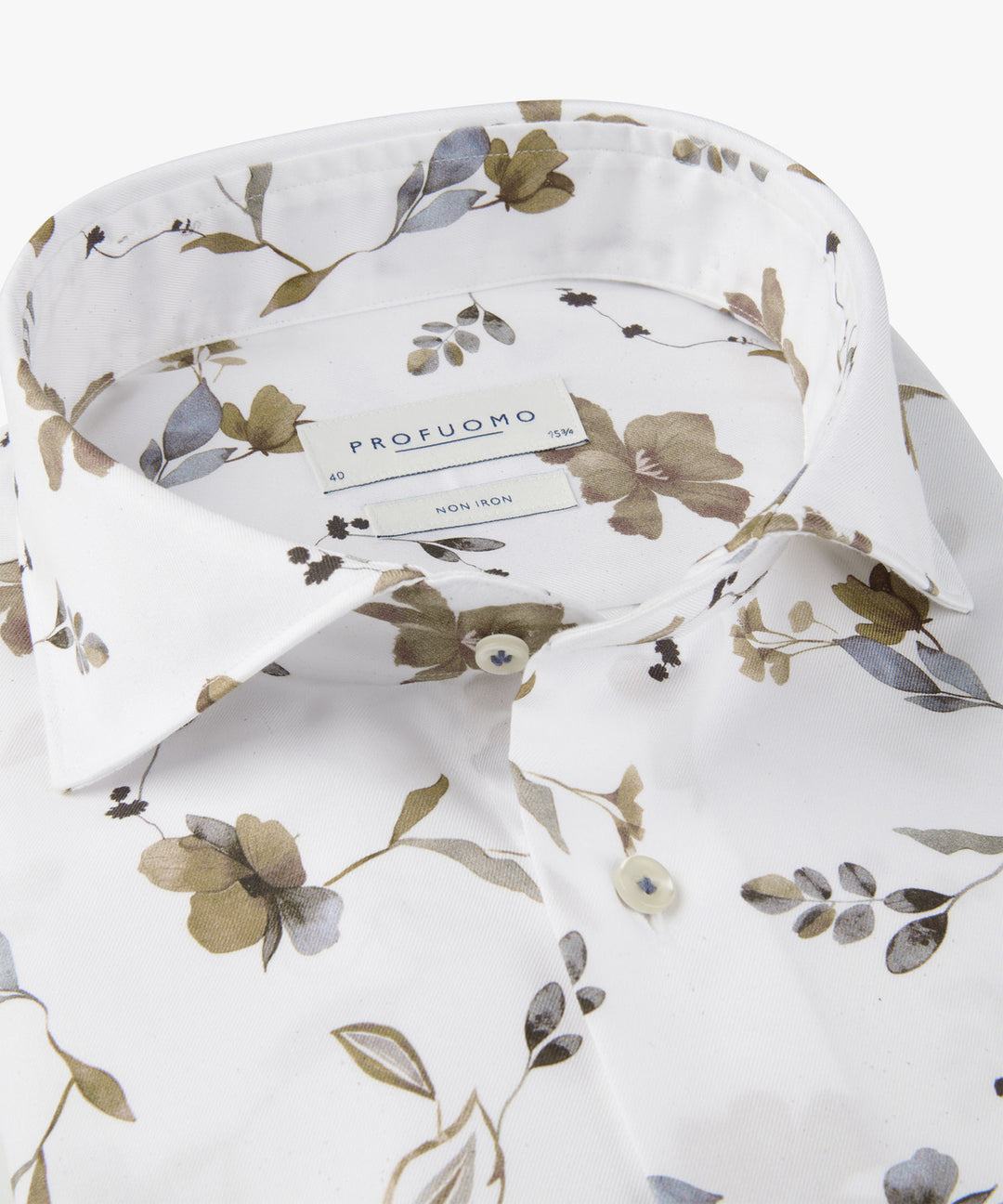 Profuomo Cutaway Shirt Slim Fit – Blauw-100% katoen-HEREN SHIRTS-Blauw