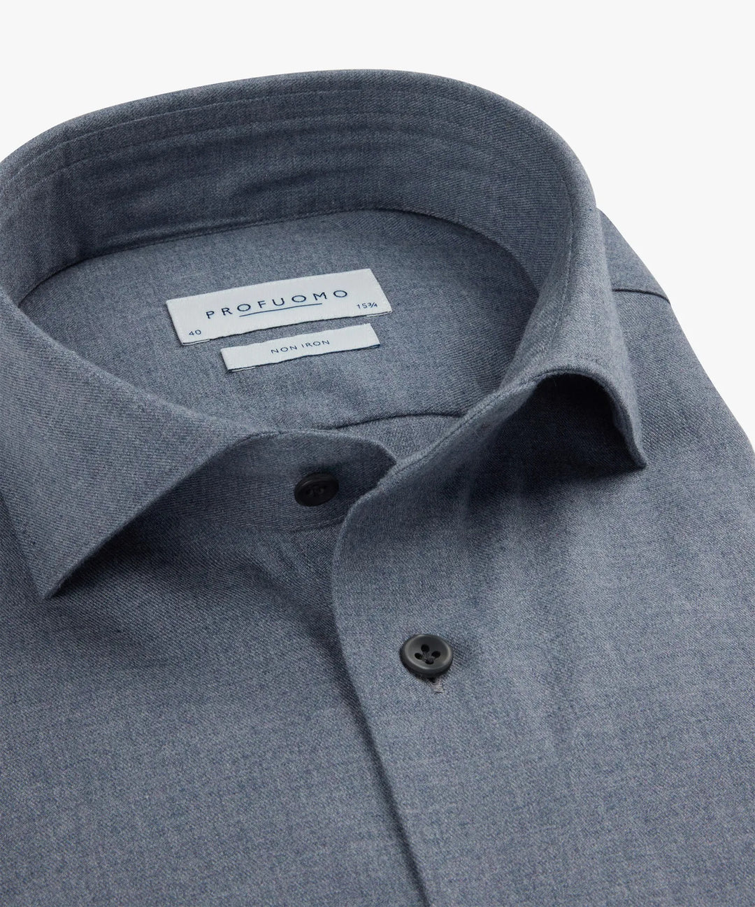 Profuomo Denim Blue Flannel Shirt – Blauw-100% katoen-HEREN SHIRTS-Blauw