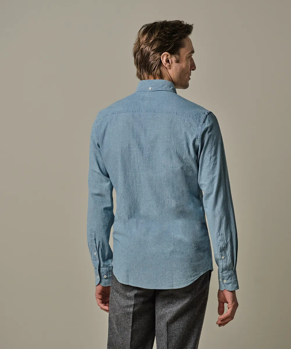 Profuomo Denim Button‑Down Shirt – Blauw-100% katoen-HEREN SHIRTS-Blauw