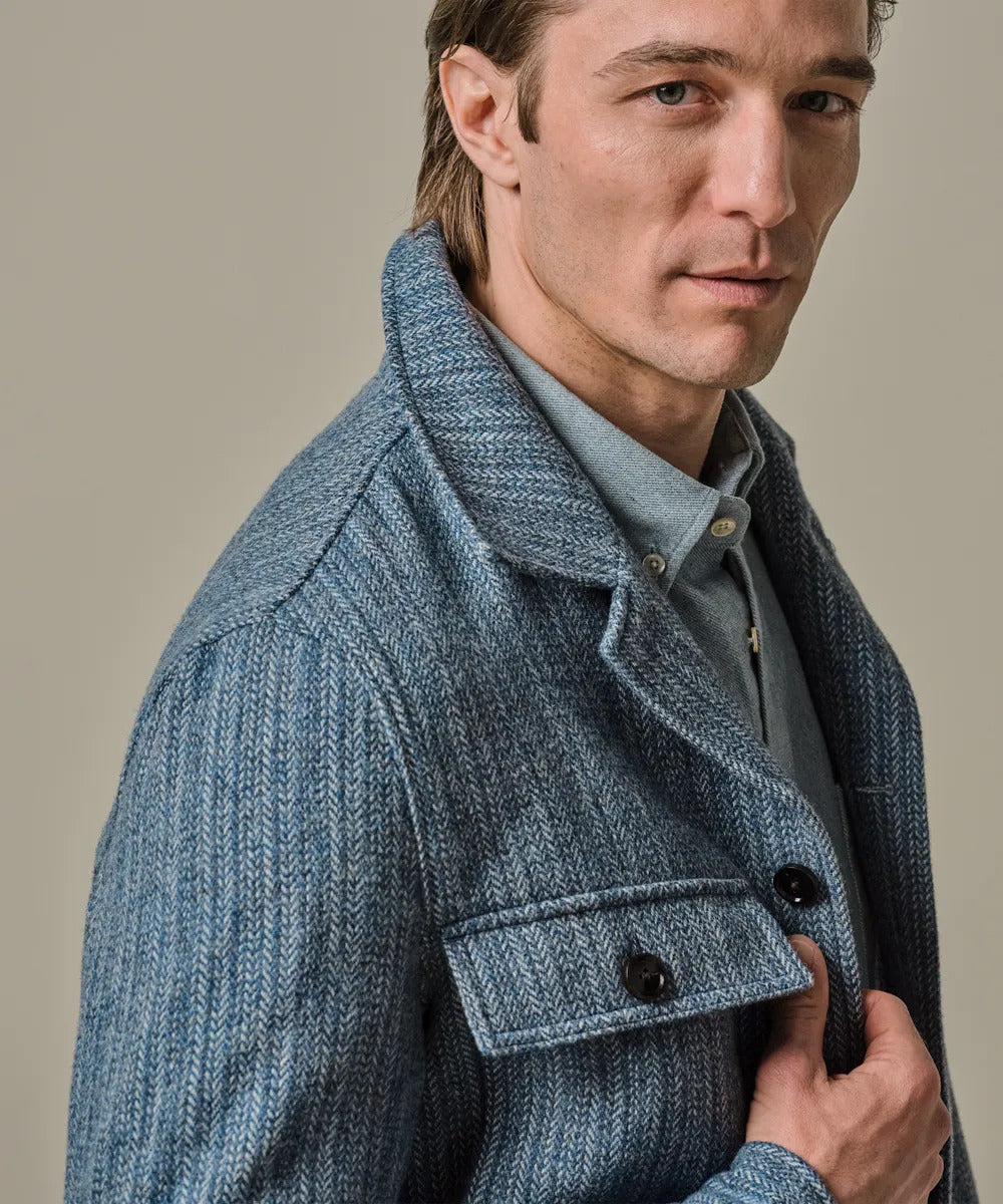 Profuomo Denim Look Overshirt – Blauw-100% wol-HEREN SHIRTS-Blauw