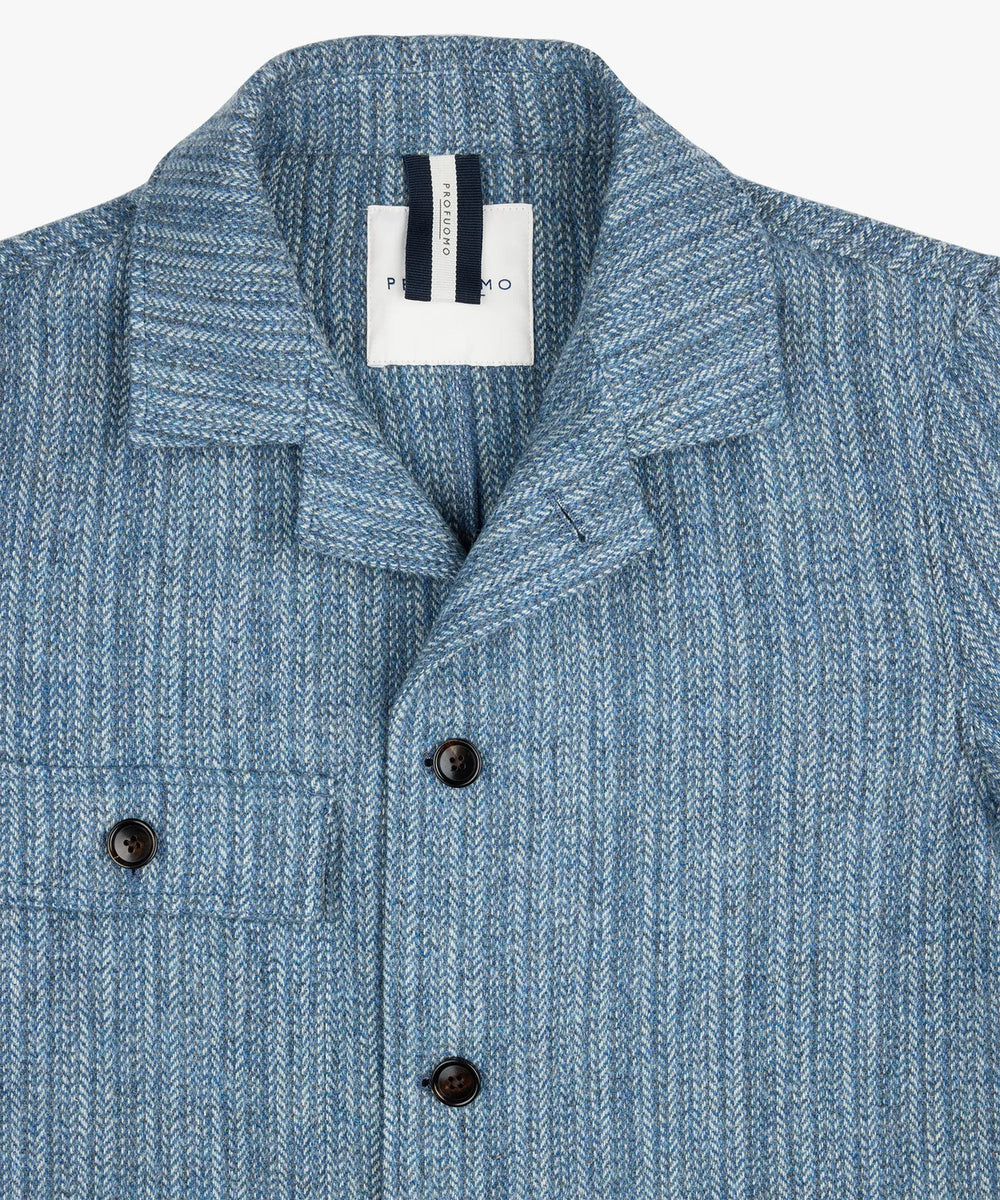 Profuomo Denim Look Overshirt – Blauw-100% wol-HEREN SHIRTS-Blauw