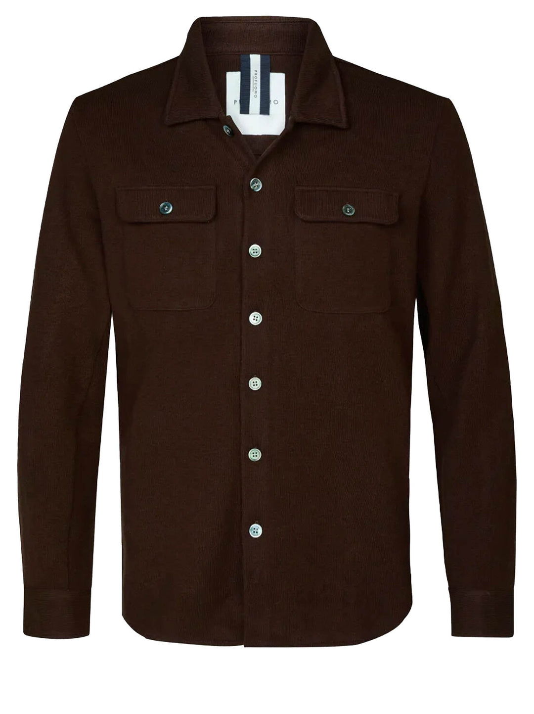 Profuomo donker bruine wol knitted overshirt-50% Wol / 25% Nylon / 25% Lyocell-HEREN SHIRTS-Bruin